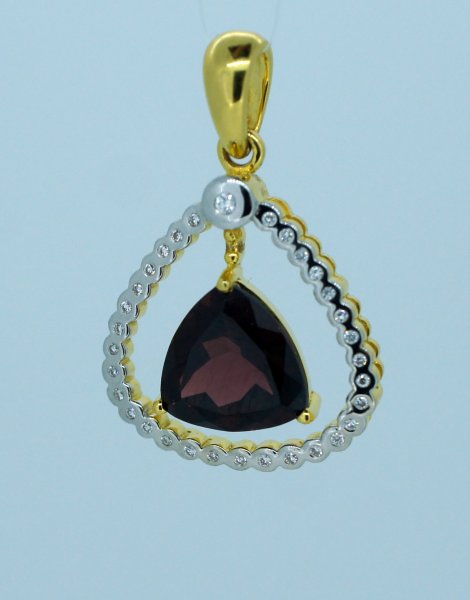 pendentif or 18 ct avec spessartite et diamants